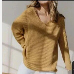 Jenni Kayne Cotton Cabin Knit Sweater Organic Blend V-Neck XS